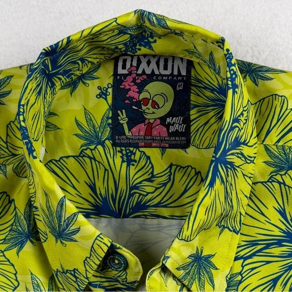 Dixxon Men's Maui Waui Short Sleeve Party‎ Shirt Hibiscus Green Medium - Picture 7 of 10